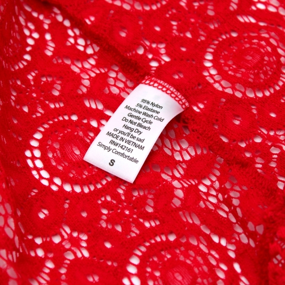 Womens Lace/Crochet Cover Up Red (S) - Picture 7 of 7